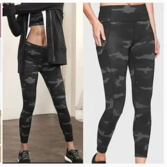 Athleta Pants - Athleta Camo Contender Leggings 7/8 Zip Pocket size S